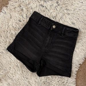 H&M high waisted skinny shorts in Black